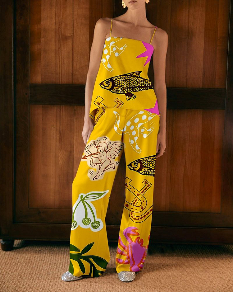 Goddess Fish Print Two-Piece Set