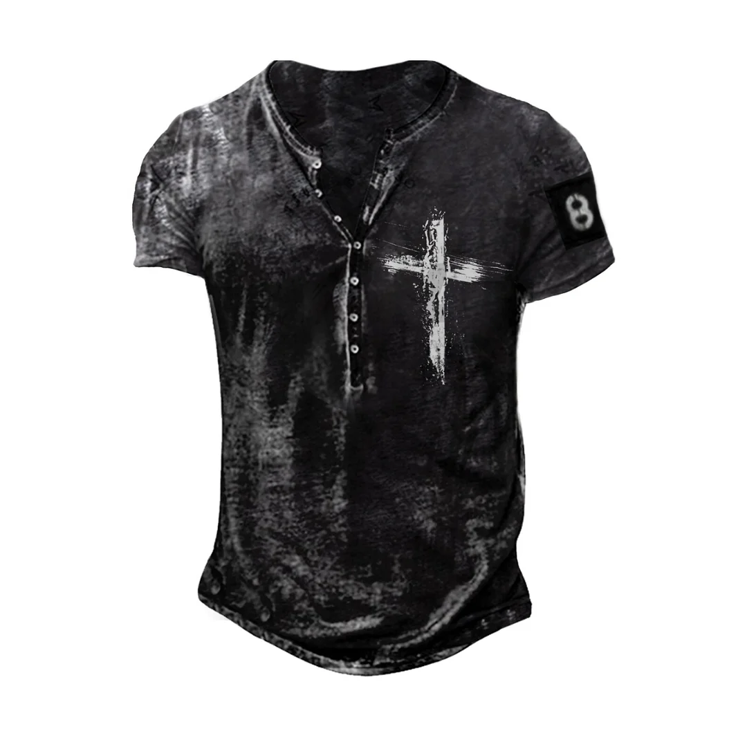 Men's Cross Retro Print Outdoor Comfortable And Breathable T-shirt / [viawink] /