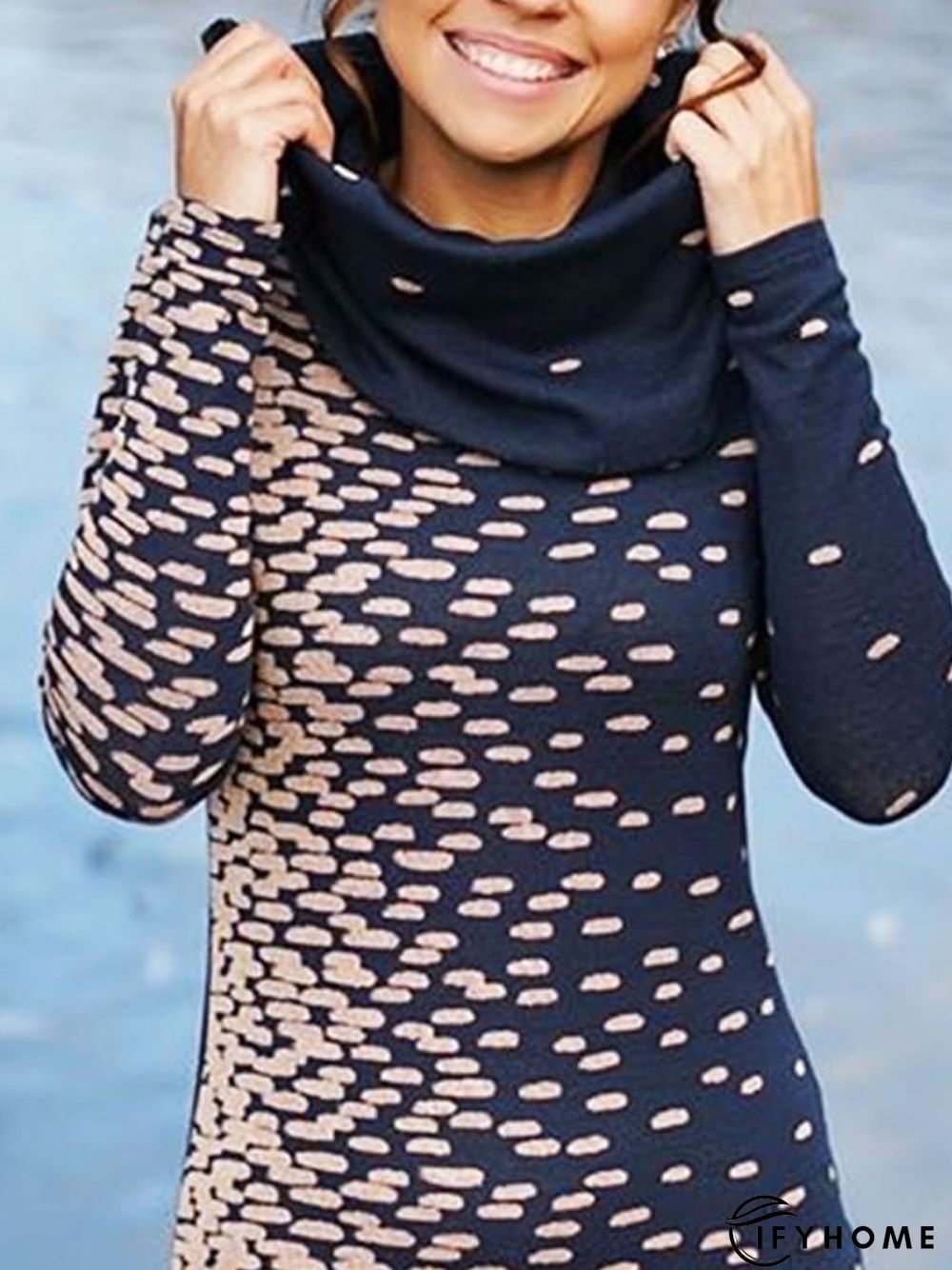 Deep Blue Polka Dots Long Sleeve Sweatshirt | IFYHOME