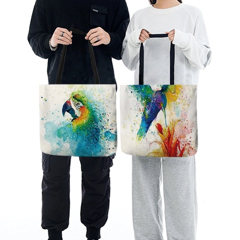 3 Pieces Women’s Medium Polyester Bird Basic Square Open Shopping Bags