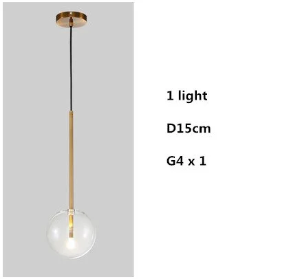 Clear Glass Globe G4 Led Pendant Lights Dining Room Bedroom Bedside Led Suspend Lamp Corridor Passage Gold Led Hanging Lamp
