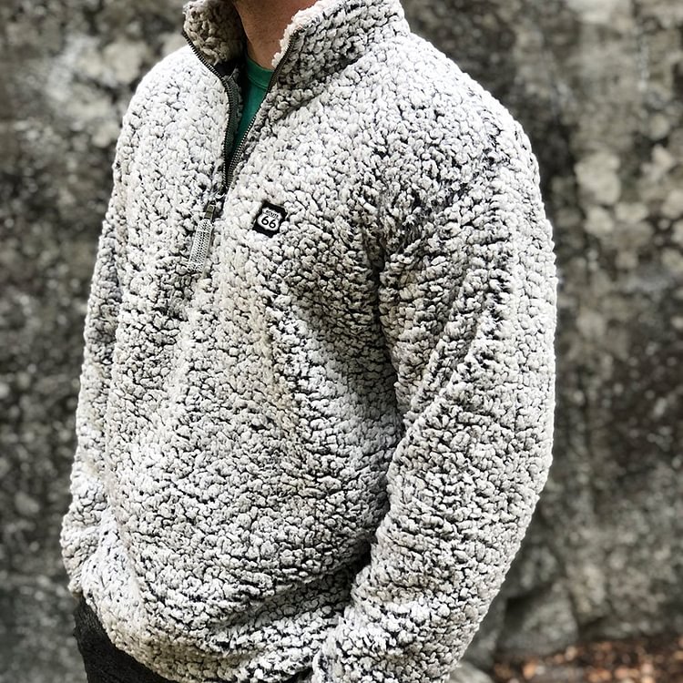 Men's Casual Warm Zipper Stand Collar Sweatshirt