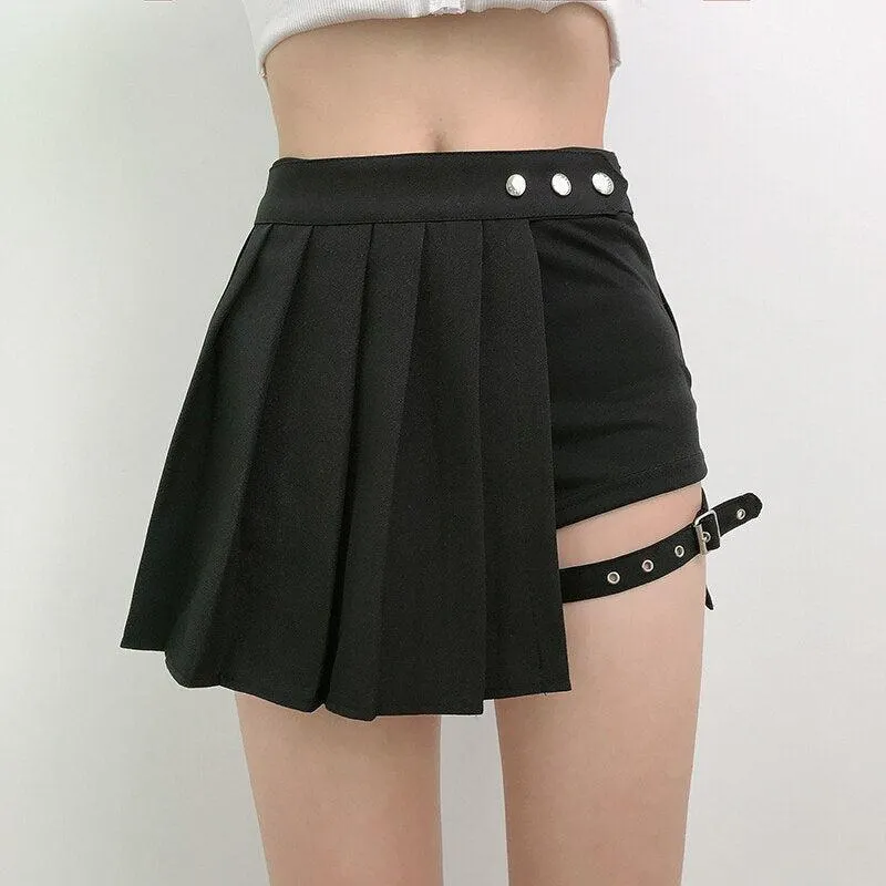Brownm Pleated Mini Skort