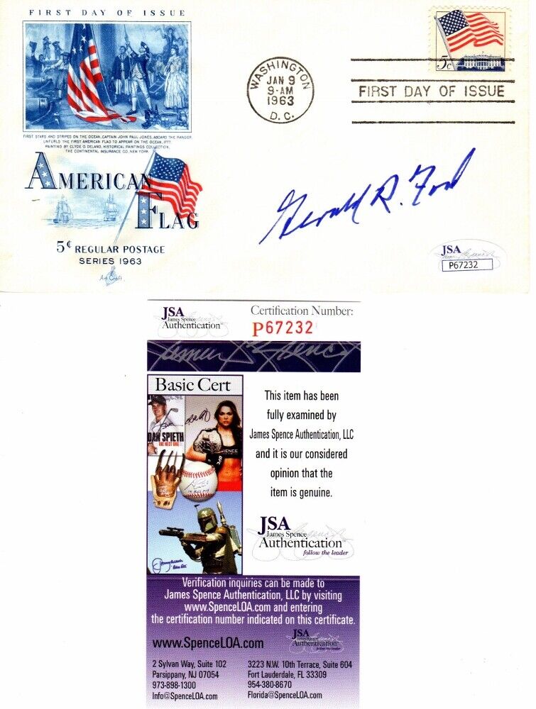 38th President Gerald Ford Signed 1963 First Day Cover - Deceased 2006 - JSA COA