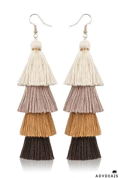 Gradient Tassels Layer Earring