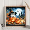 Halloween Pumpkin Cat - Full Round Drill Diamond Painting