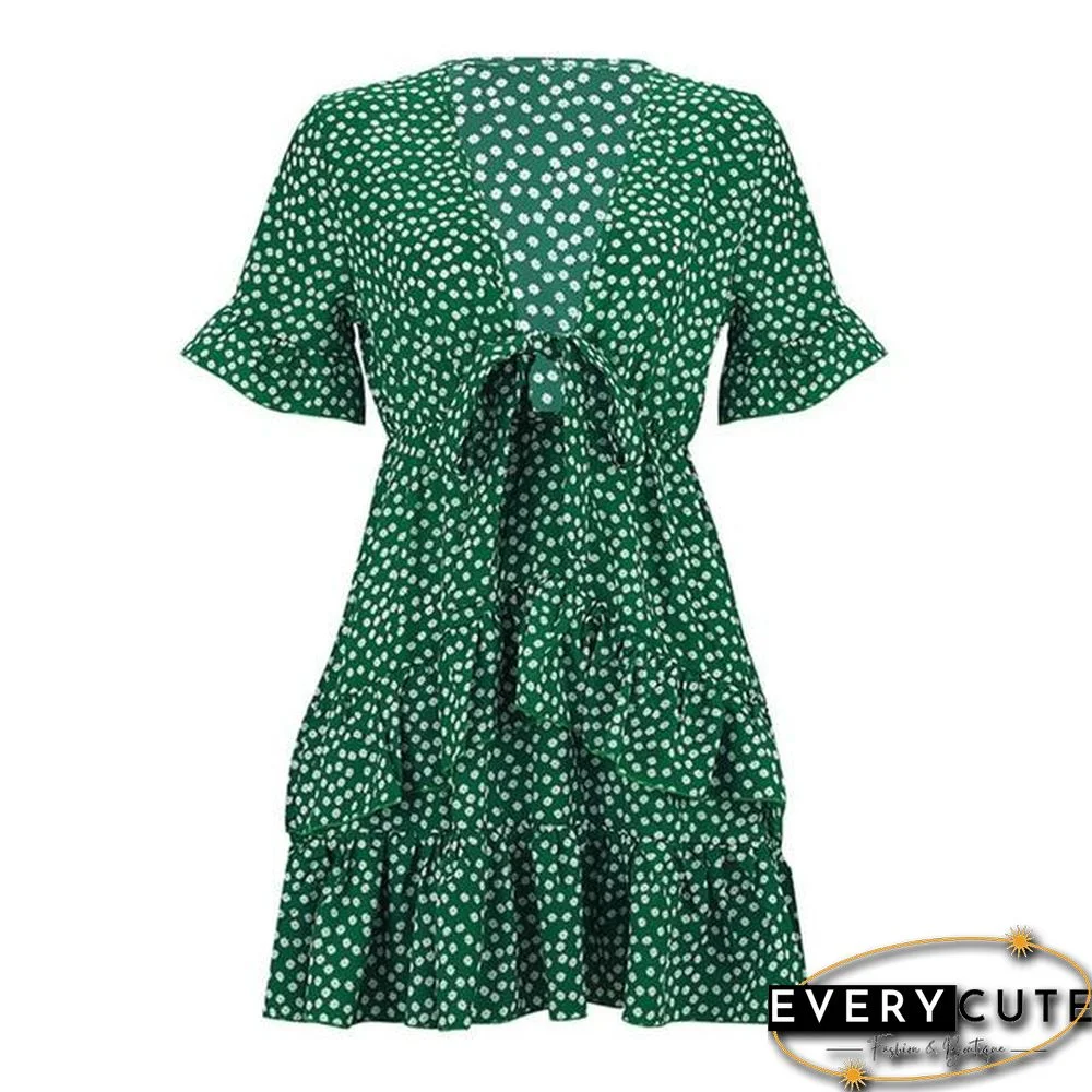 Floral Ruffle Short Mini Dress
