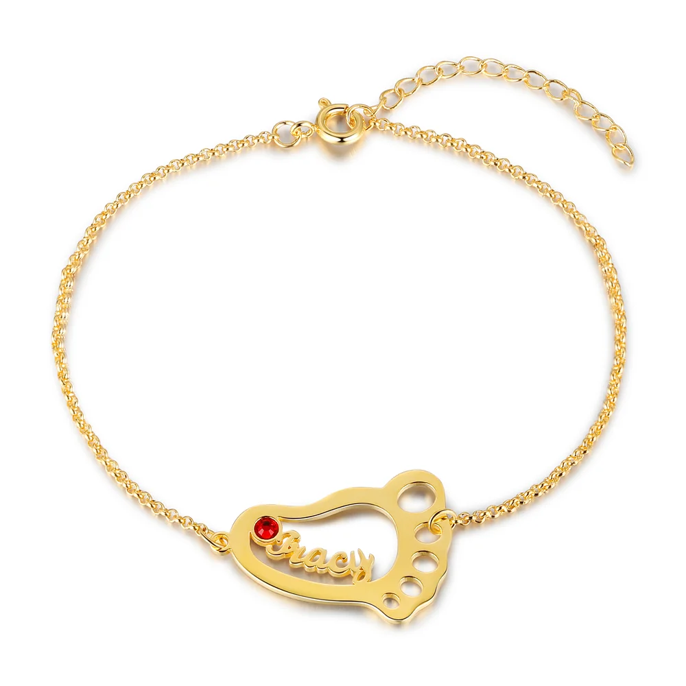 Personalisiertes Baby Füße Name Geburtssteine Armband Kettenmachen