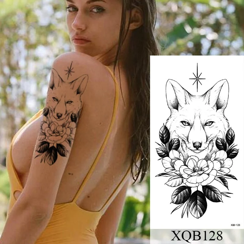 Waterproof Temporary Tattoo Sticker Old School Mermaid Flash Rose Tattoos Body Art Arm Fake Tatoo Women Men