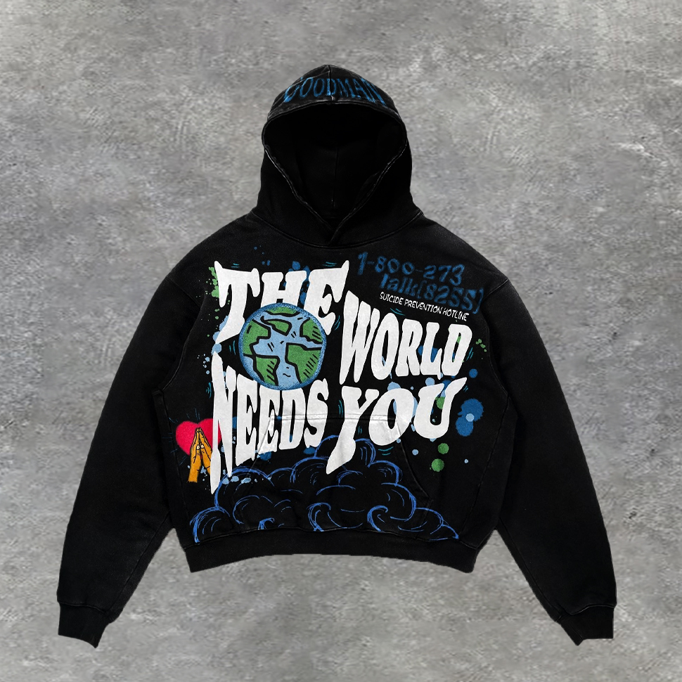 Mental Health Matters "The World Need You" Graphic Oversized Hoodie