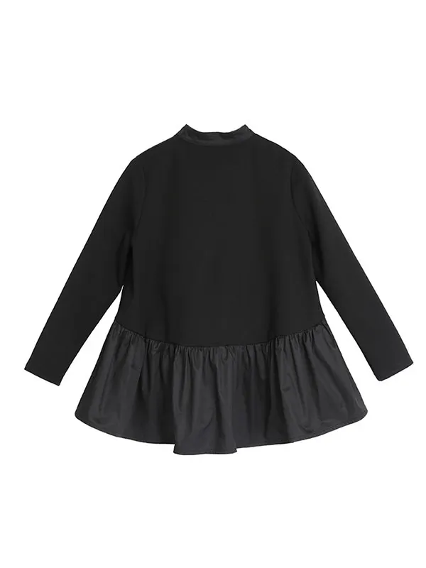 Long Sleeves Loose Ruffled Split-Joint Round-Neck Mini Dresses Inner Shirts + Outer Vest Two Pieces Set