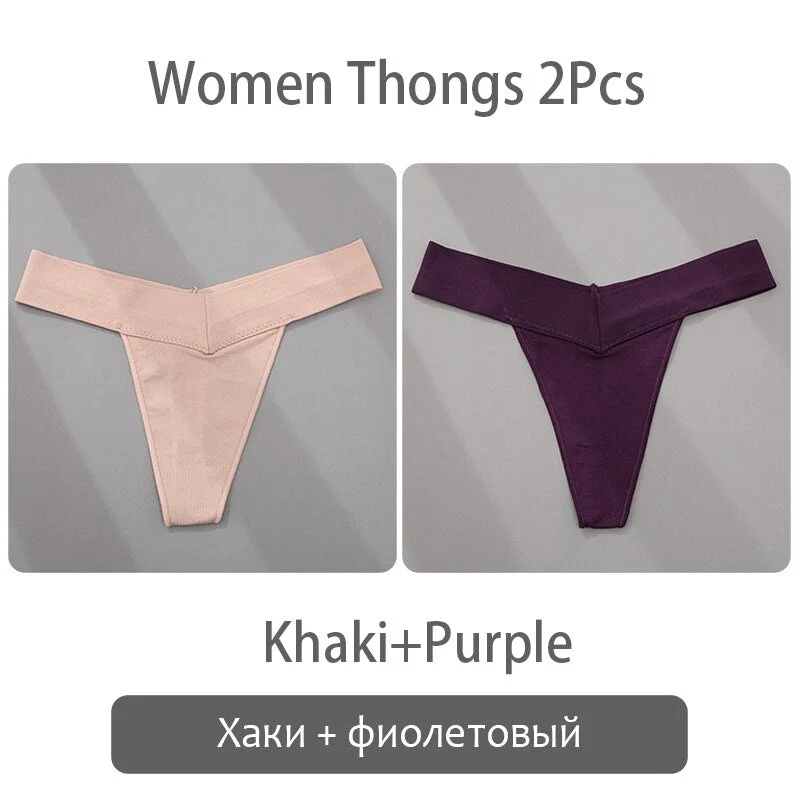 FINETOO S-2XL Women Thongs Sexy V Waist G-String Panties Plus Size T-back Underpants Ladies Thongs Underwear Female Lingerie New