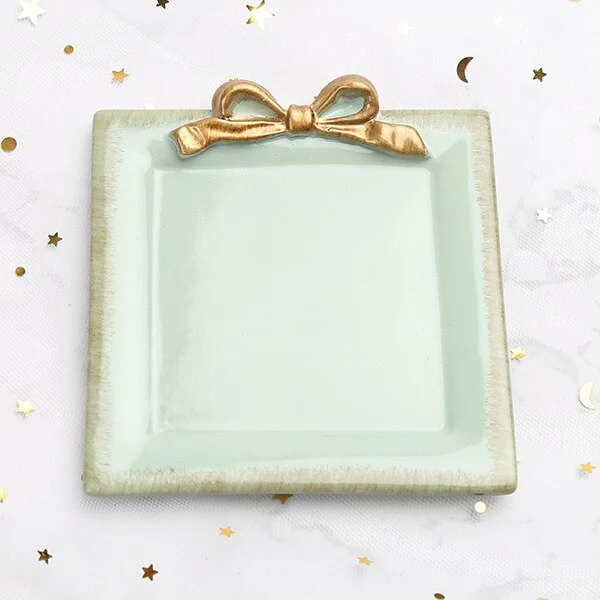 1PCS Resin rectangle Bowknot plates ice cream bowls Decoration Crafts Snack candy storage tray Jewelry dish Snack dish Gifts