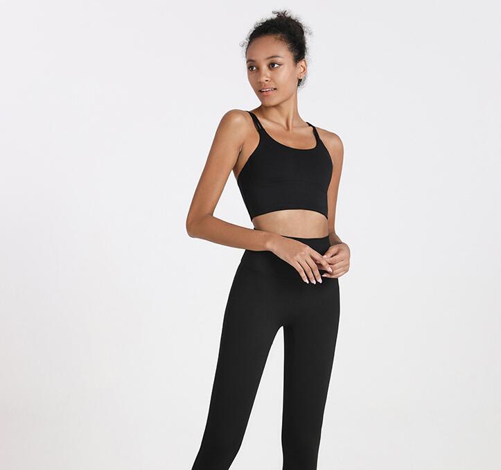 Spaghetti Strap Backless Shockproof Padded Sports Fitness Vest Bra