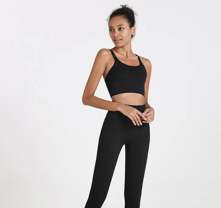 Spaghetti Strap Backless Shockproof Padded Sports Fitness Vest Bra