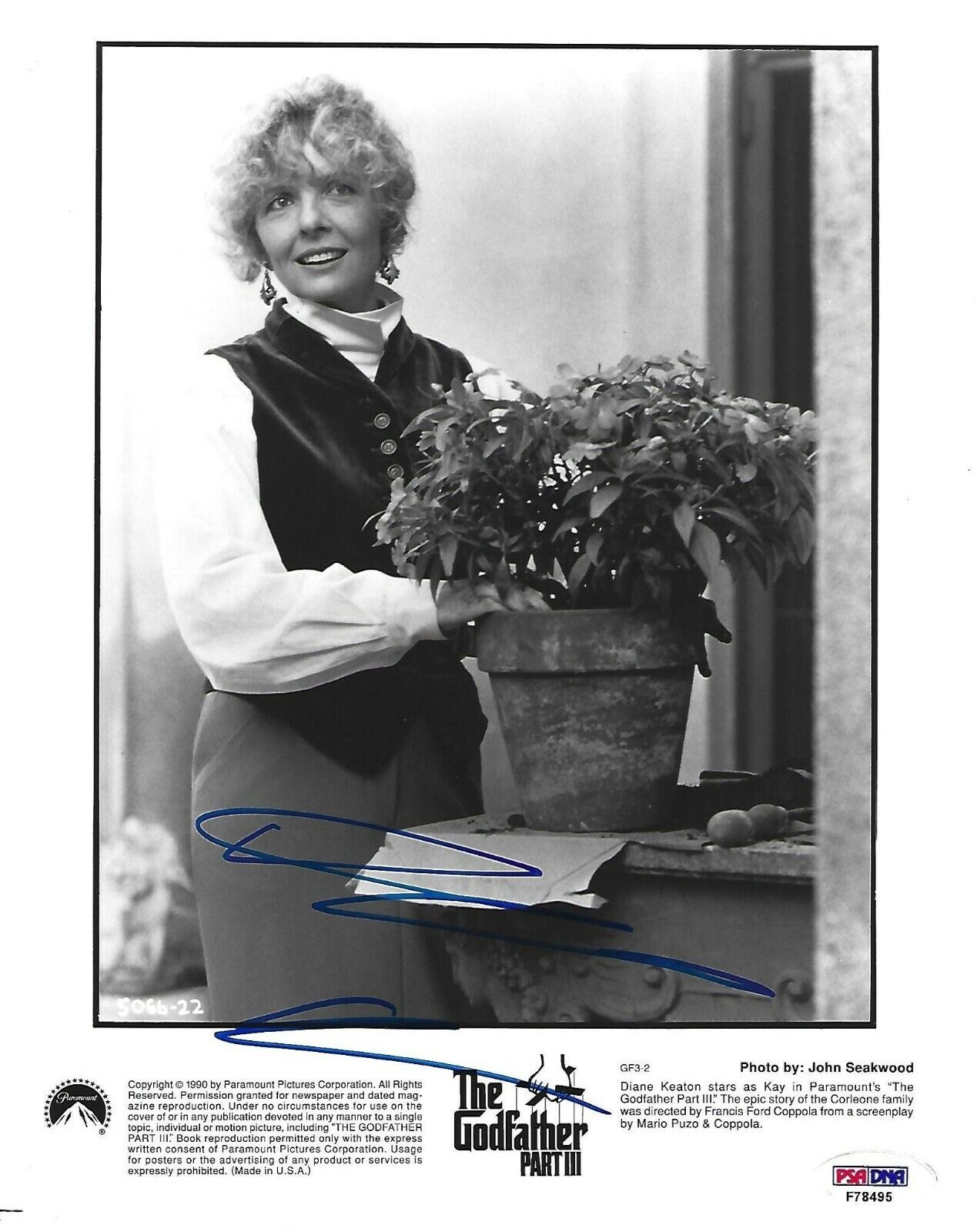 Diane Keaton Signed The Godfather 8x10 Photo Poster painting PSA/DNA COA Promo Picture Autograph