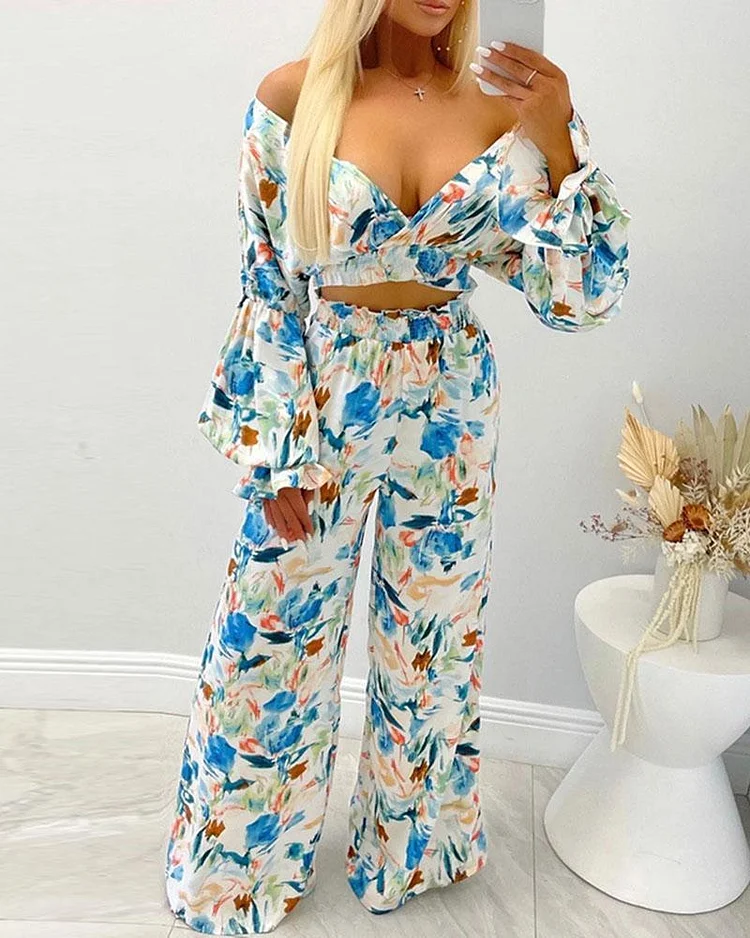 Sexy Fashion Print Two-piece Suit