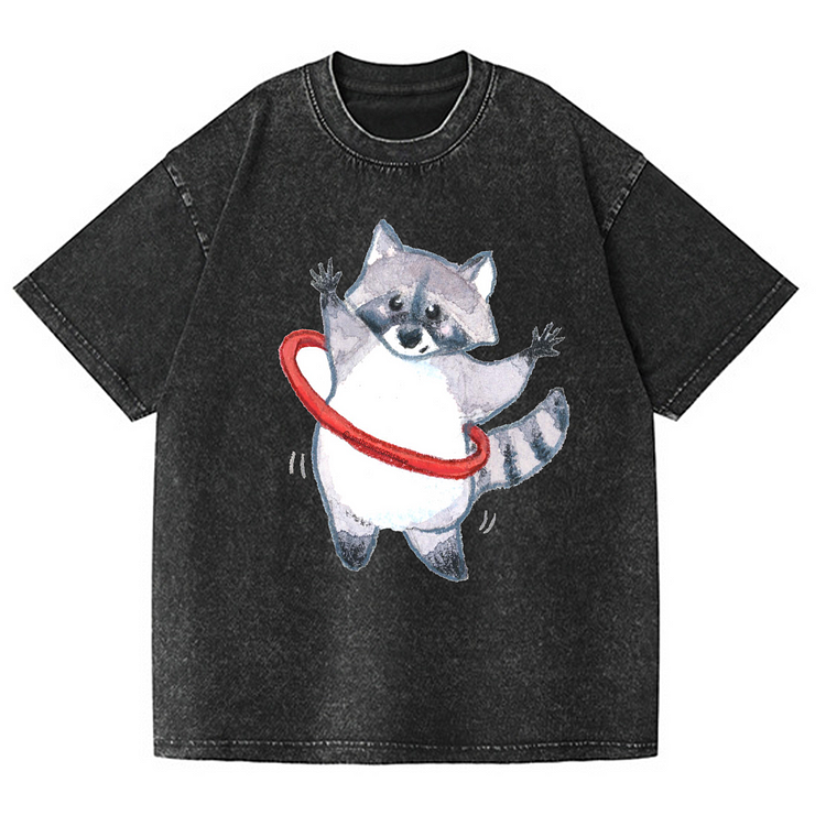 Mouse hula hoop Men's washed T-shirt