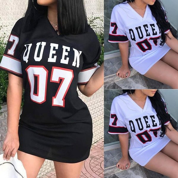 Women's Dress Hip Hop 07 Letter Printed Spring Summer Short Sleeve Dress - Life is Beautiful for You - SheChoic