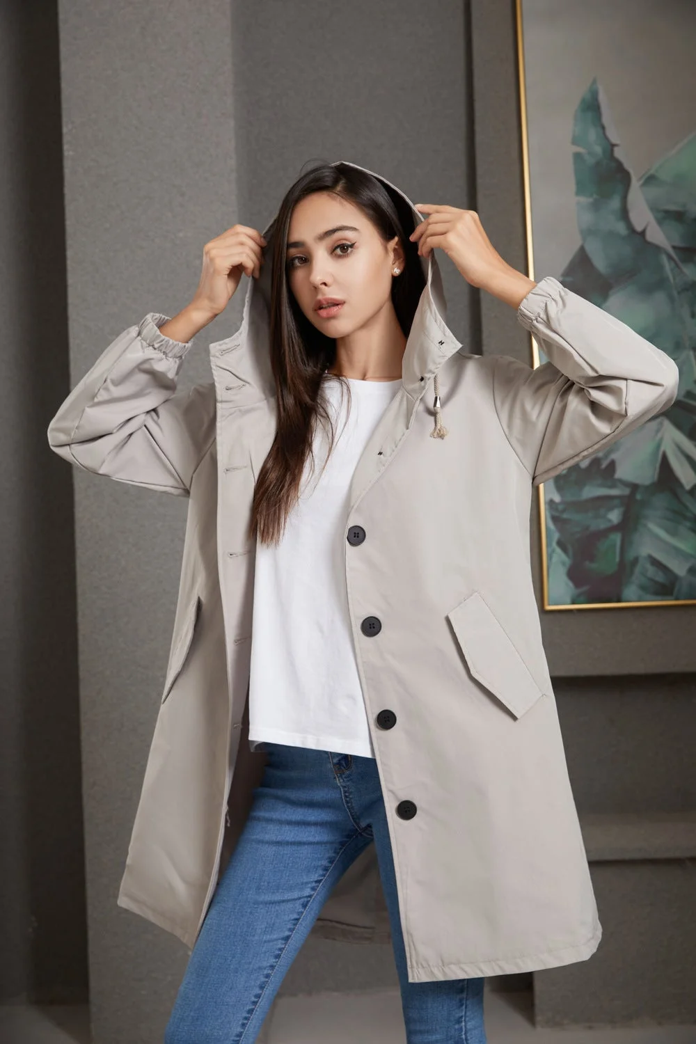 Women's Casual Long Loose Large Size Outdoor Jacket
