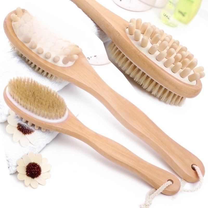 Retro Solid Color Wood Bath Brush/massage Brush 1 Piece