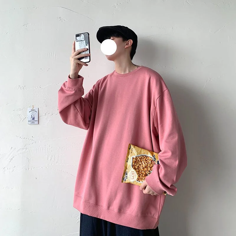 Aonga 2022 New Men's Sweatshirt Causal O-neck Hoodies Men's Women's Sweatshirts Solid Color Simplicity Versatile Ins Korean Clothing