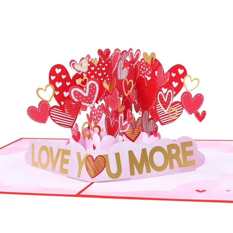 Love You More Pop-Up Card, Lover  Greeting Card For Valentine's day, Anniversary, Birthday Gifts For Him And Her, Thanks You Card