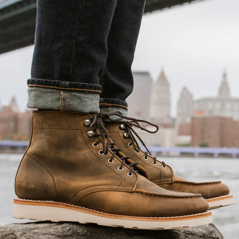 Vintage Handmade Durable Lace Up Leather Boots