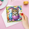 (US Only)6PCS DIY Easter Pattern Rhinestone Diamond Art Mosaic Postcards for Friends