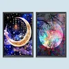 2Pcs/set Diamond Painting-DIY Full Round Drill Stars Moon(40*60CM)