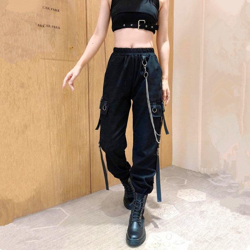 Chained Cargo Pants With Pockets - GothBB 2023 free shipping available