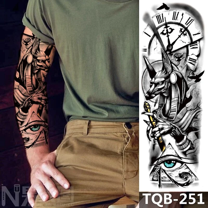 Old School Large Arm Sleeve Tattoo,Waterproof Full Temporary Tattoo Sticker Men Lion Body Art Tattoo For Men Girl
