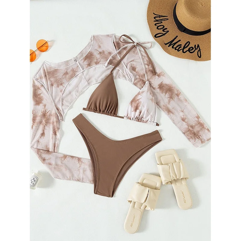 Peachtan Sexy micro bikini set High cut swimsuit women Long sleeve swimwear conjunto biquinis feminino trajes de baño mujer 2022