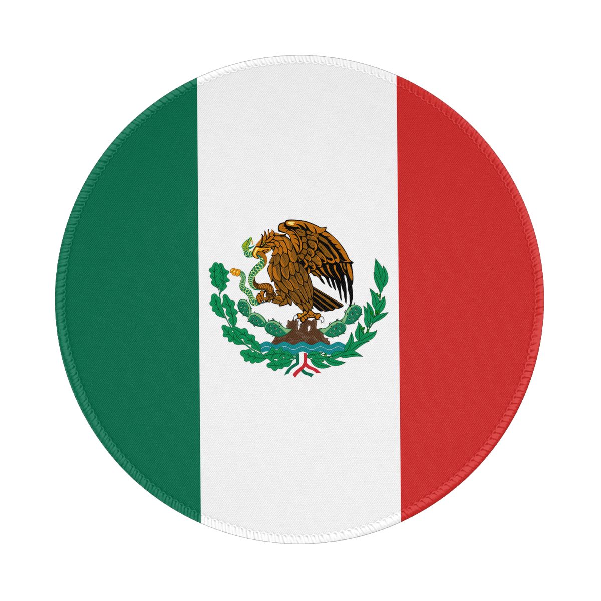 Mexico Flag Waterproof Round Mouse Pad for Wireless Mouse