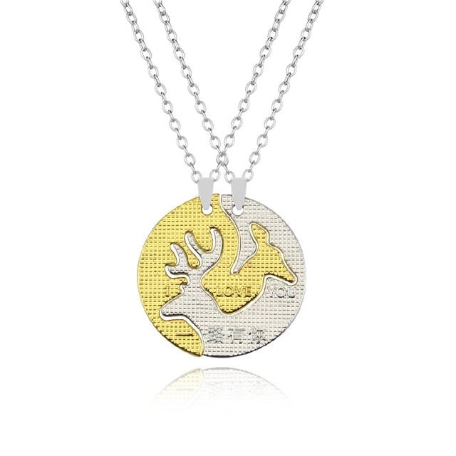 Buzzdaisy Couples or Siblings Elk Deer Long Maxi Necklaces & Pendant