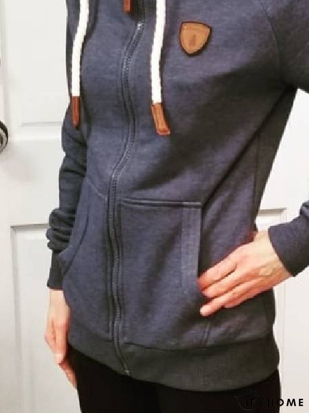 Blue Cotton Shift Long Sleeve Sweatshirts | IFYHOME