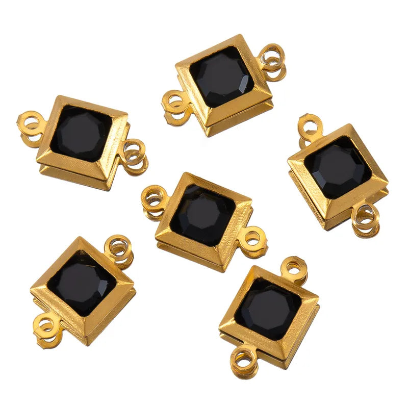 10 PCS/Package 6.5*11.5mm 304 Stainless Steel Zircon Square Pendant Jewelry Accessories