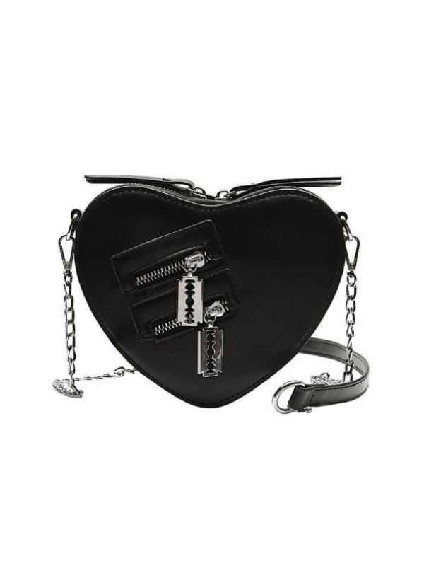 Zipper Decorated Heart Shaped PU Cross-body Bag
