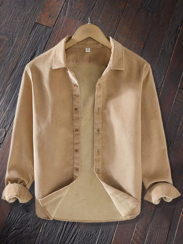 Men's retro solid color velvet shirt jacket