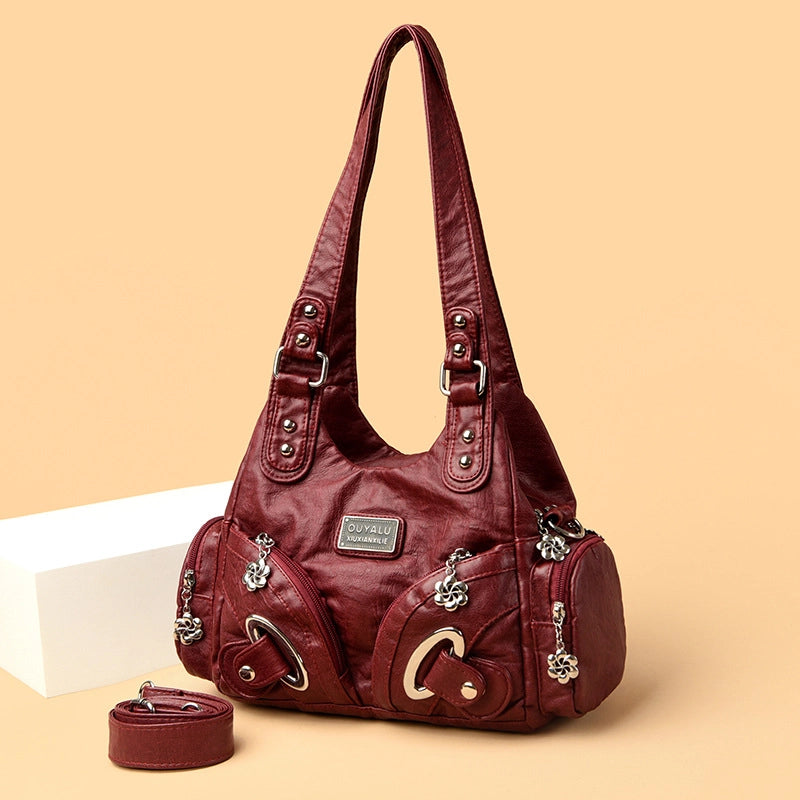 Women's Pu Leather Solid Color Vintage Style Classic Style Square Zipper Shoulder Bag2