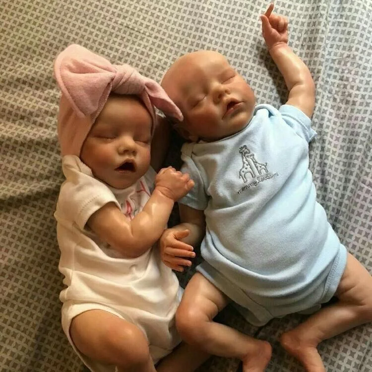 Dollreborns®17'' Real Lifelike Twins  Tamika and Gaborne Reborn Baby Doll Girl