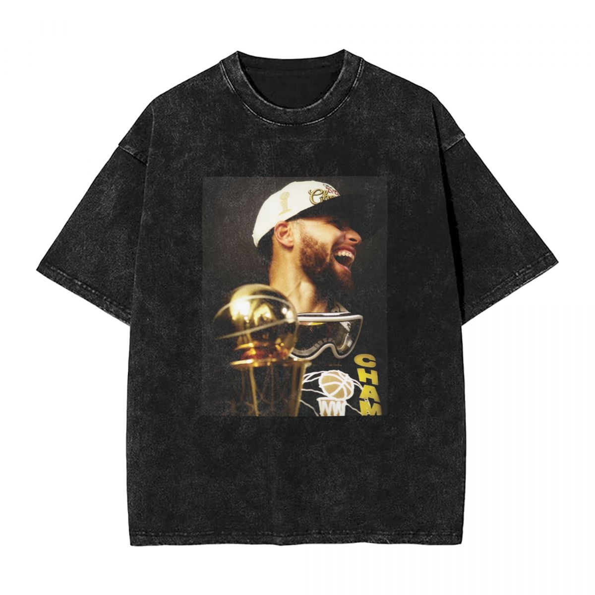 Golden State Warriors Stephen Curry 2022 Champion Candid Smile Vintage Oversized T-Shirt Men's