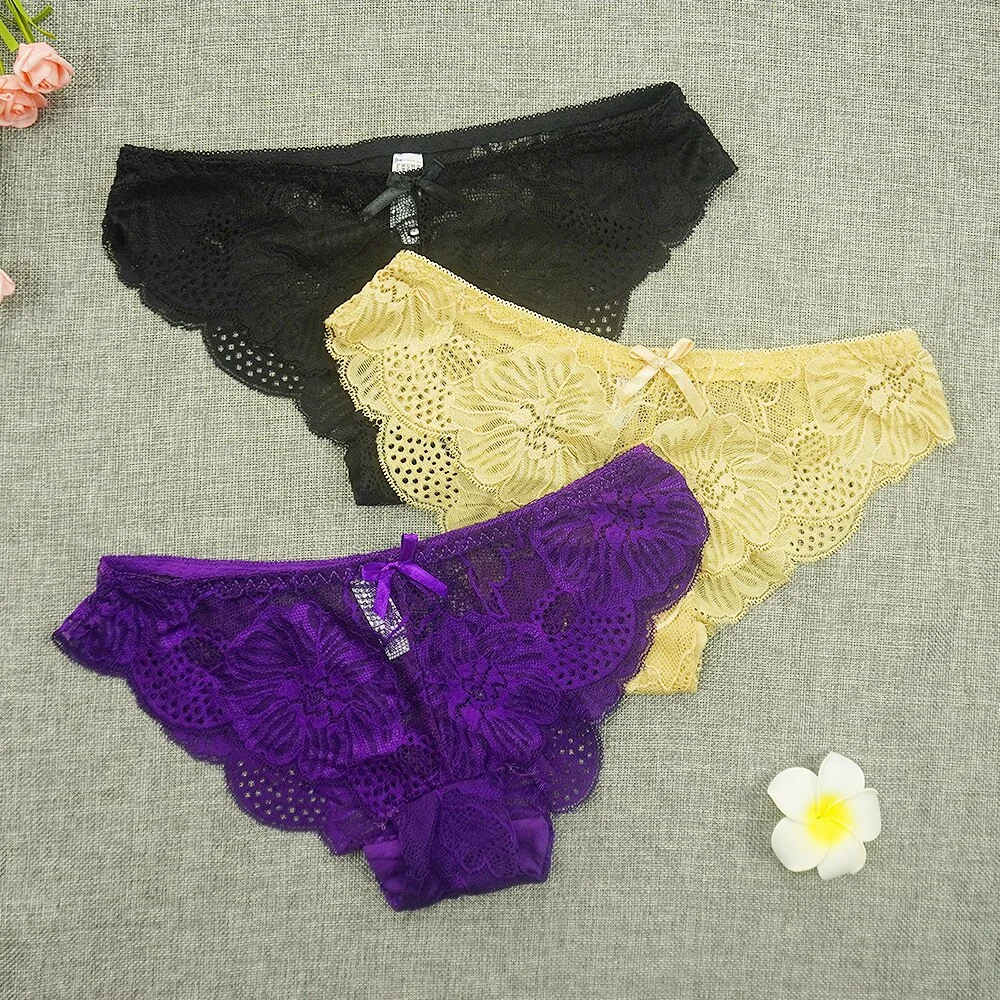 Billionm Panties Women Tangas Full Lace Sexy Underwear Transparent Thongs Hollow Out Underpants Wholesale Stringi Femme Pants