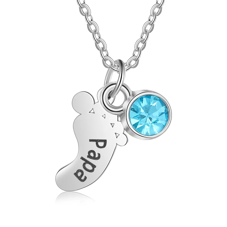 Personalized Baby Foot Necklace Custom Birthstone Kid's Necklace