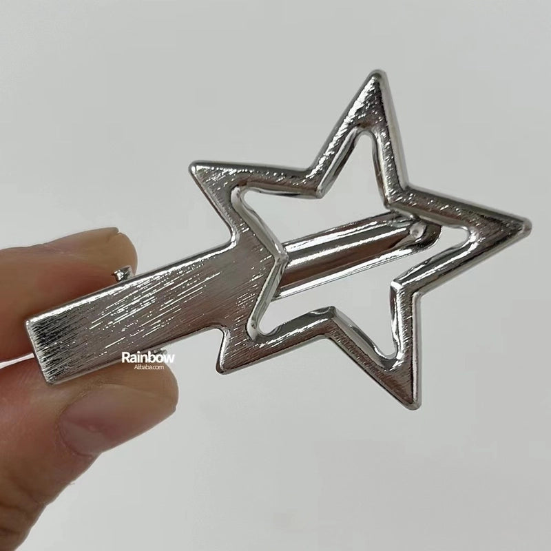 Casual Minimalist Women’s Star Solid Color Alloy Metal Hollow Out Hair Clip Hairpin Hair Claws