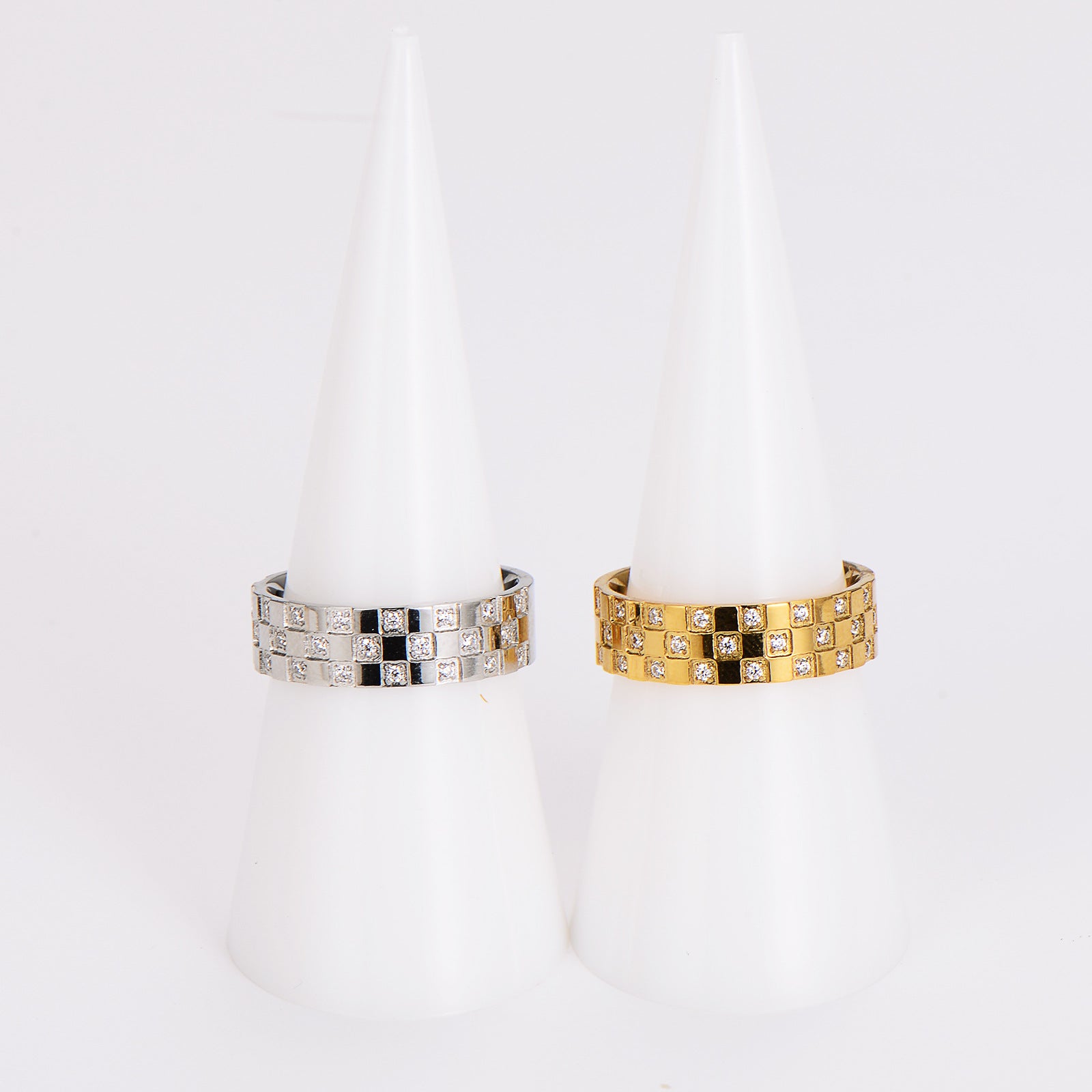Aml Stainless Steel Sugar Cube Chessboard Diamond Ring Ring Ins Neutral Style Accessories