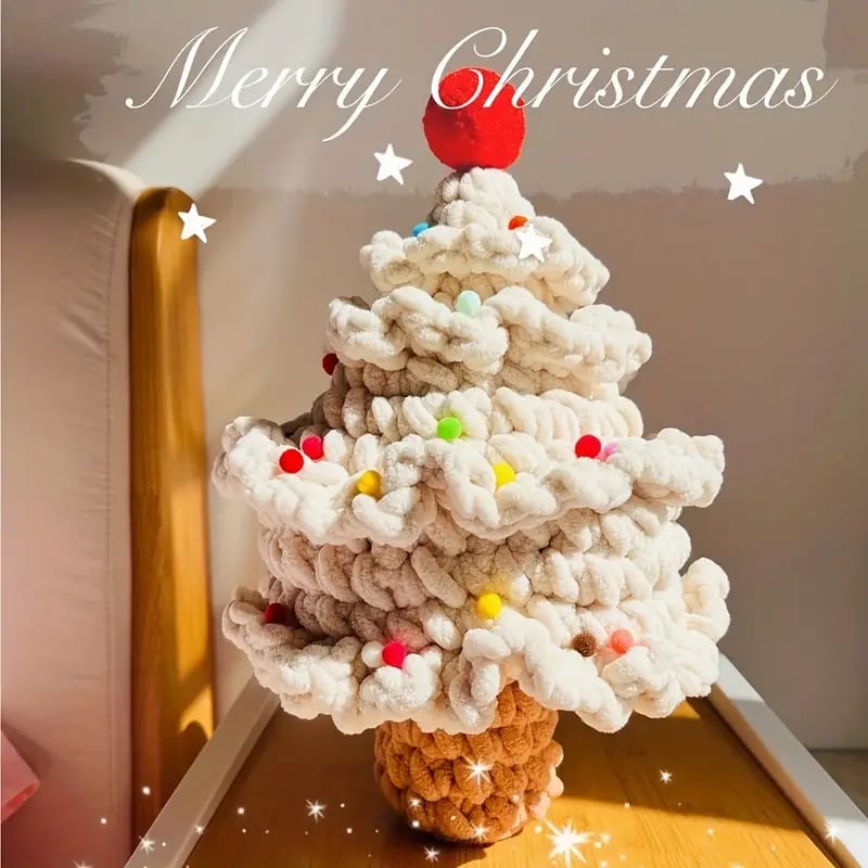 1pc creative christmas tree holiday decorations holiday gifts home decoration pure hand knitted christmas tree details 8