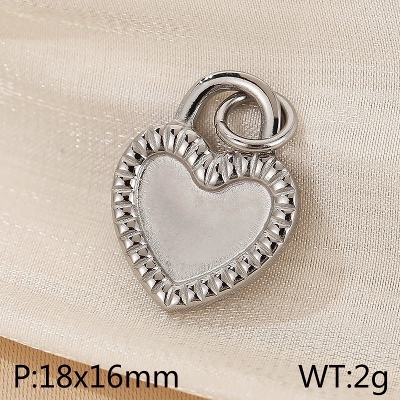 Basic Heart Shape Stainless Steel 18K Gold Plated Enamel Charms