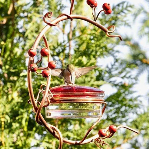 Red Berries Hummingbird Feeder, Copper Hummingbird Swing