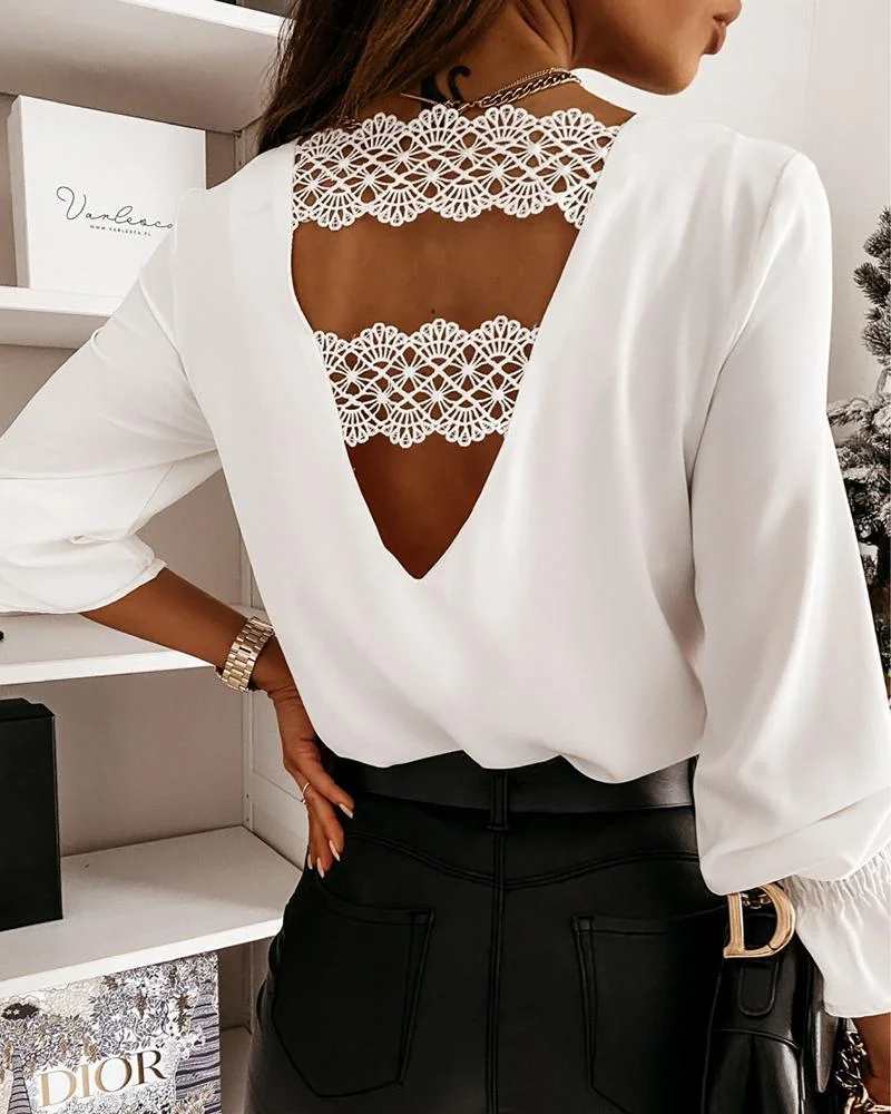 Guipure Lace Backless Top P12203